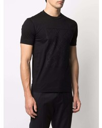 T-shirt à col rond brodé noir Emporio Armani