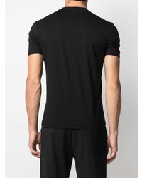 T-shirt à col rond brodé noir Emporio Armani