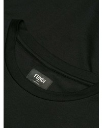 T-shirt à col rond brodé noir Fendi