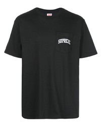 T-shirt à col rond brodé noir Supreme