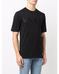 T-shirt à col rond brodé noir Moschino