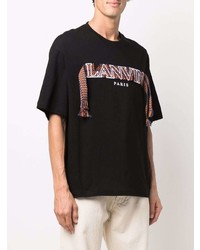 T-shirt à col rond brodé noir Lanvin