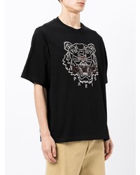 T-shirt à col rond brodé noir Kenzo