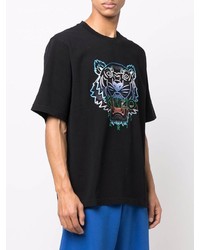 T-shirt à col rond brodé noir Kenzo