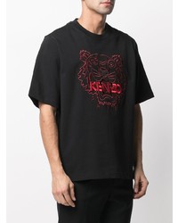 T-shirt à col rond brodé noir Kenzo