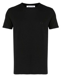 T-shirt à col rond brodé noir Trussardi