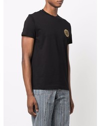 T-shirt à col rond brodé noir VERSACE JEANS COUTURE