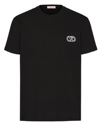 T-shirt à col rond brodé noir Valentino