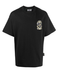 T-shirt à col rond brodé noir VERSACE JEANS COUTURE