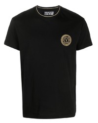 T-shirt à col rond brodé noir VERSACE JEANS COUTURE