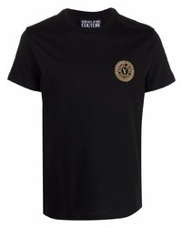 T-shirt à col rond brodé noir VERSACE JEANS COUTURE