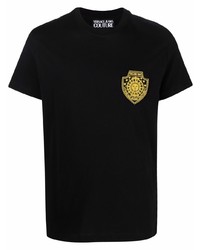 T-shirt à col rond brodé noir VERSACE JEANS COUTURE