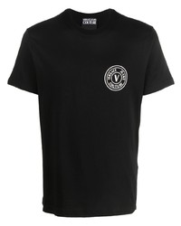 T-shirt à col rond brodé noir VERSACE JEANS COUTURE