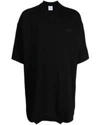 T-shirt à col rond brodé noir Vetements