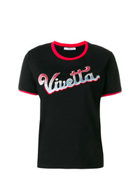 T-shirt à col rond brodé noir Vivetta