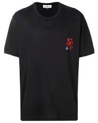 T-shirt à col rond brodé noir Vivienne Westwood