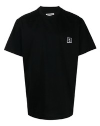 T-shirt à col rond brodé noir Wooyoungmi