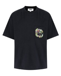T-shirt à col rond brodé noir YMC