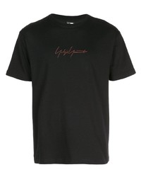 T-shirt à col rond brodé noir Yohji Yamamoto