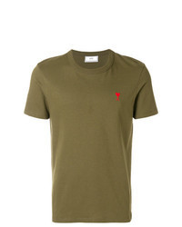 T-shirt à col rond brodé olive