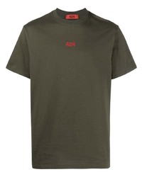 T-shirt à col rond brodé olive 424