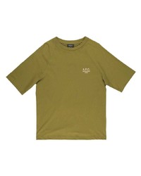 T-shirt à col rond brodé olive A.P.C.