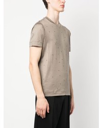 T-shirt à col rond brodé olive Emporio Armani