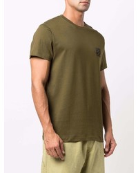 T-shirt à col rond brodé olive Loewe