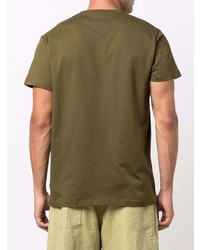 T-shirt à col rond brodé olive Loewe