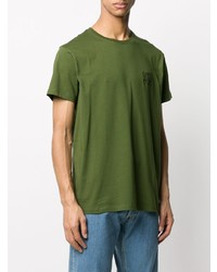 T-shirt à col rond brodé olive Loewe