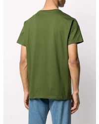 T-shirt à col rond brodé olive Loewe