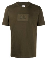 T-shirt à col rond brodé olive C.P. Company