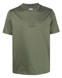 T-shirt à col rond brodé olive C.P. Company
