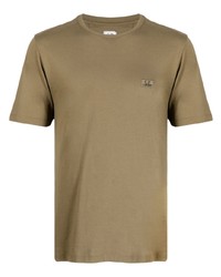 T-shirt à col rond brodé olive C.P. Company