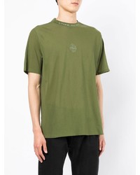 T-shirt à col rond brodé olive Stone Island