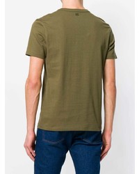 T-shirt à col rond brodé olive AMI Alexandre Mattiussi