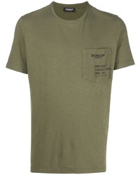 T-shirt à col rond brodé olive Dondup