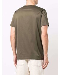 T-shirt à col rond brodé olive Moncler