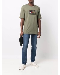 T-shirt à col rond brodé olive Tommy Hilfiger