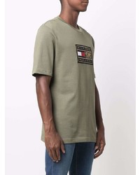 T-shirt à col rond brodé olive Tommy Hilfiger