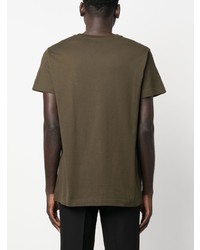 T-shirt à col rond brodé olive Giuseppe Zanotti