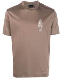 T-shirt à col rond brodé olive Emporio Armani