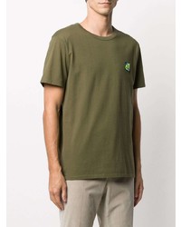 T-shirt à col rond brodé olive MAISON KITSUNÉ