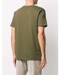 T-shirt à col rond brodé olive MAISON KITSUNÉ