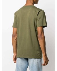 T-shirt à col rond brodé olive MAISON KITSUNÉ