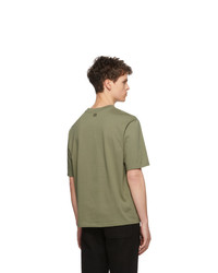 T-shirt à col rond brodé olive AMI Alexandre Mattiussi