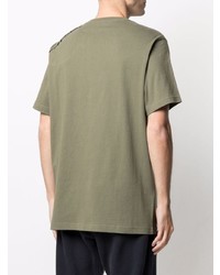 T-shirt à col rond brodé olive Maharishi