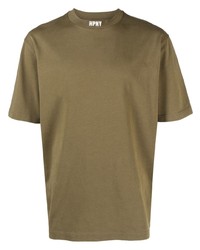 T-shirt à col rond brodé olive Heron Preston