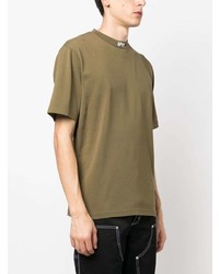 T-shirt à col rond brodé olive Heron Preston