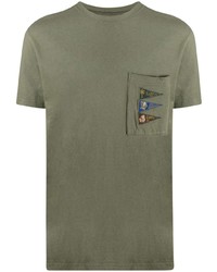 T-shirt à col rond brodé olive KAPITAL